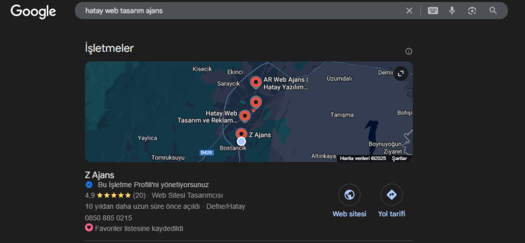 Google Haritalarda Z Ajans
